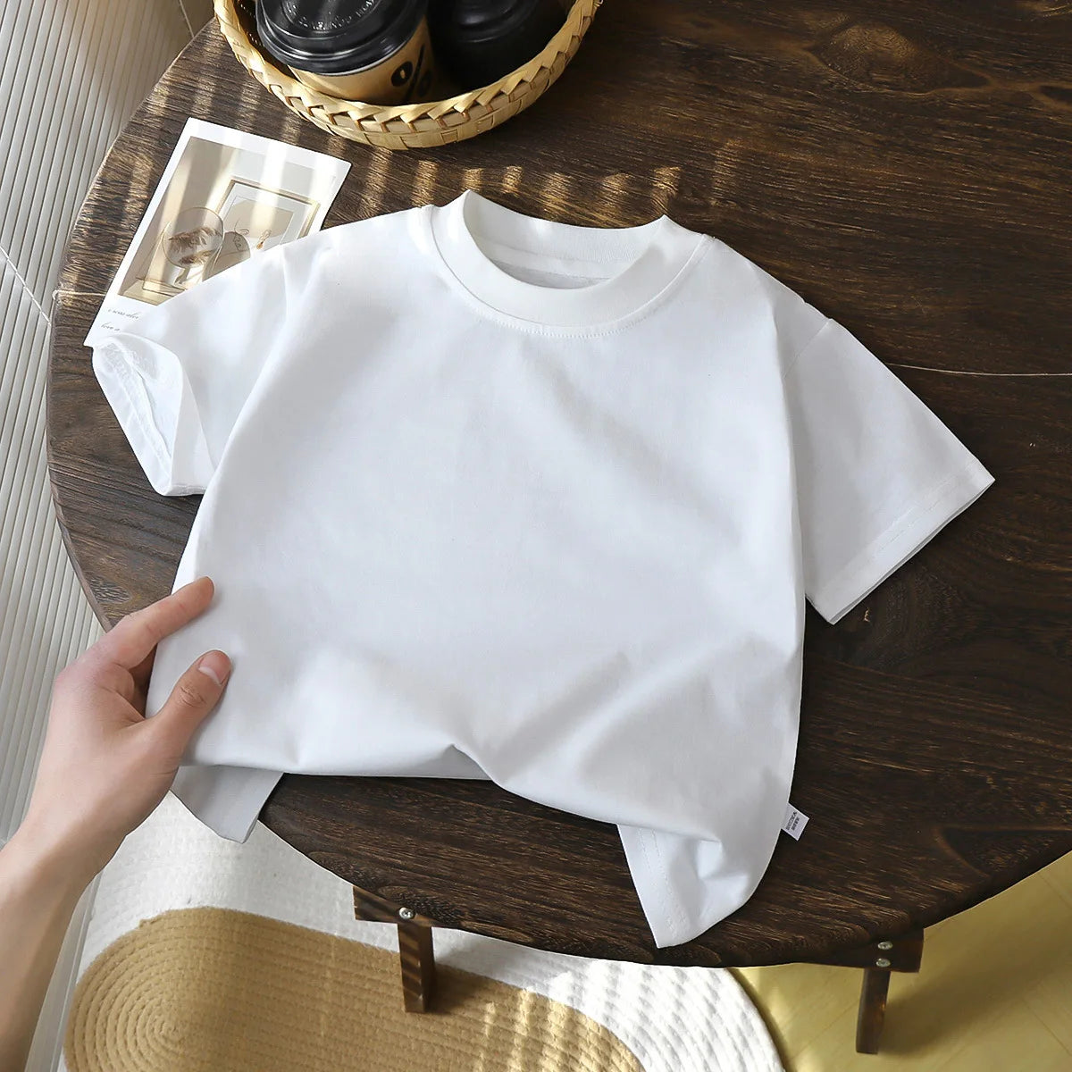 Camiseta de manga corta de algodón puro para niños de 2-10Y – Tops de verano para niños y niñas