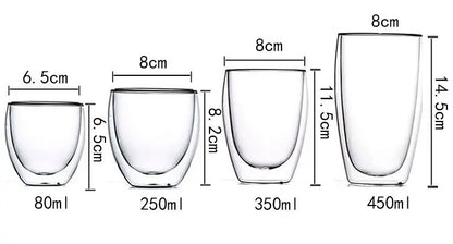 2-18PCS Tazas de vidrio de alto Borosilicato de pared doble – té resistente al calor, café, leche, y tazas de jugo, Creative Bar Drinkware juego de regalos