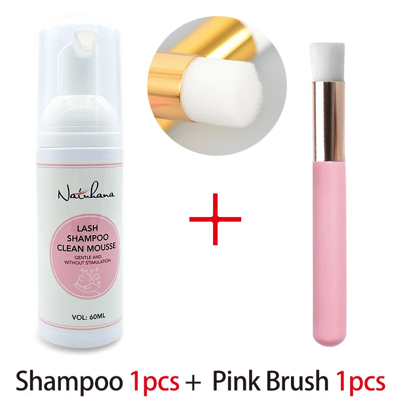 Natuhana 60ml extensión de pestaña Mousse Shampoo – espuma de limpieza para pestañas falsas, suave y no irritante herramienta de maquillaje