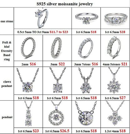 0.1ct 3 mm D VVS Anillo de Banda de Eternidad Moissanite Full – 925 engagement de plata de ley y joyería de fiesta para mujeres