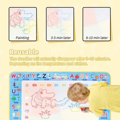100x80CM Montessori Magic Drawing Board – Reutilizable agua Doodle Mat para niños Educación Art & Pen Control Formación
