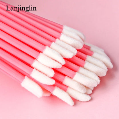 Lanjinglin 5/50 Pcs Cepillo de labios desechables Cepillos de maquillaje – Lápiz labial varitas y herramienta de extensión de pestañas, accesorios de belleza profesional