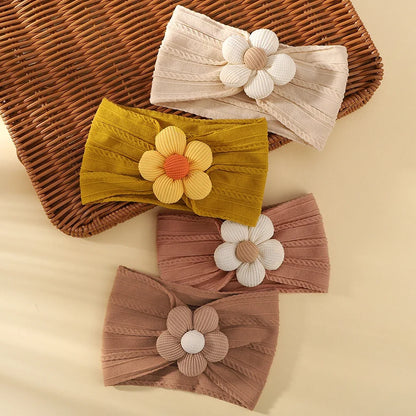 1Pc Baby Nylon Headscarf – Cinturón de flores hecho a mano para niñas recién nacidas, elástico infantil Turbant cabello