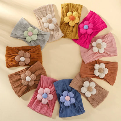 1Pc Baby Nylon Headscarf – Cinturón de flores hecho a mano para niñas recién nacidas, elástico infantil Turbant cabello