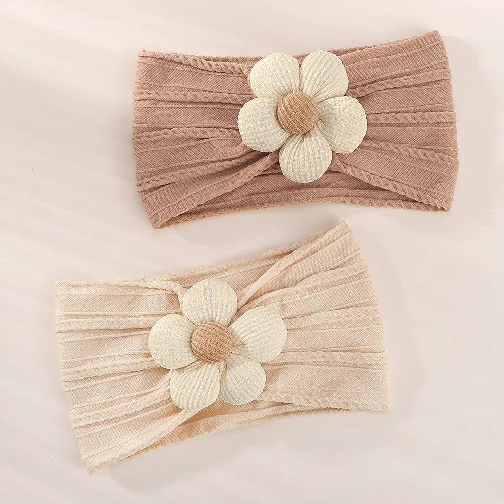 1Pc Baby Nylon Headscarf – Cinturón de flores hecho a mano para niñas recién nacidas, elástico infantil Turbant cabello