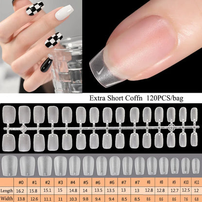 120PCS Mate puntas de las uñas de la prensa – suave overo Full-Cover uñas falsas de almendra para bricolaje manicura
