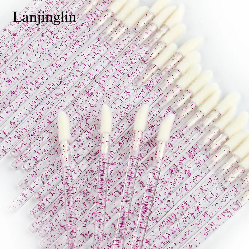Lanjinglin 5/50 Pcs Cepillo de labios desechables Cepillos de maquillaje – Lápiz labial varitas y herramienta de extensión de pestañas, accesorios de belleza profesional