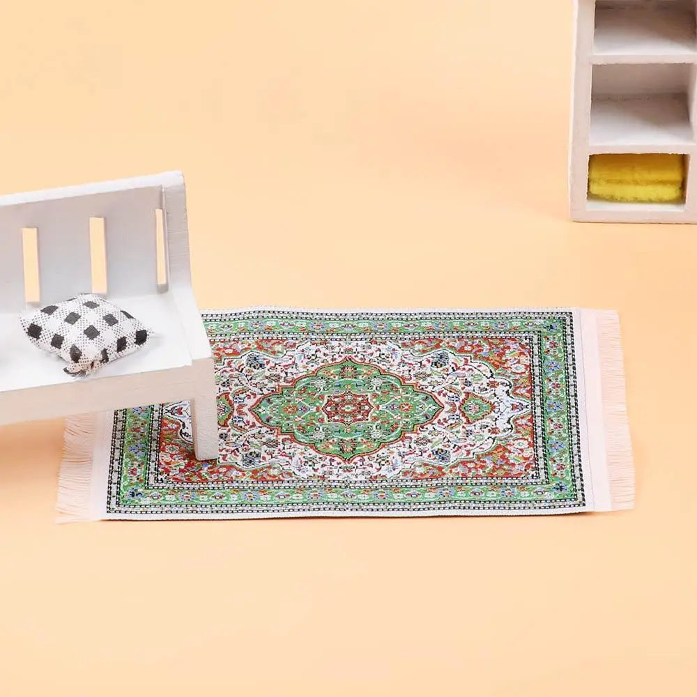 1:12 Escala Turca Estilo Miniatura Muñeca Alfombra – Cubierta de piso para jugar casa y accesorios de muñeca