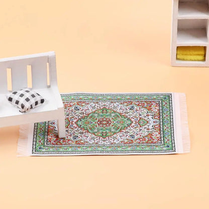 1:12 Escala Turca Estilo Miniatura Muñeca Alfombra – Cubierta de piso para jugar casa y accesorios de muñeca