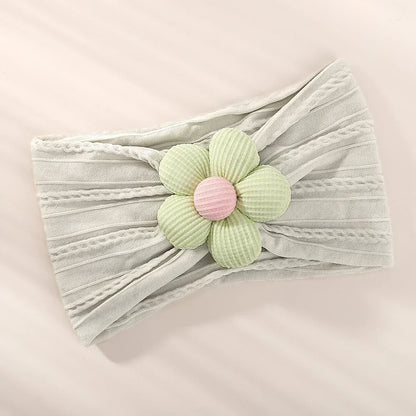 1Pc Baby Nylon Headscarf – Cinturón de flores hecho a mano para niñas recién nacidas, elástico infantil Turbant cabello
