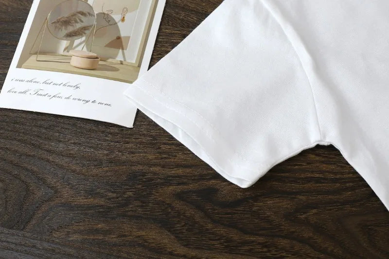 Camiseta de manga corta de algodón puro para niños de 2-10Y – Tops de verano para niños y niñas