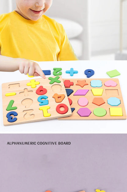 Alfabeto y número de niños Puzzle de madera – Montessori Juguete educativo preescolar