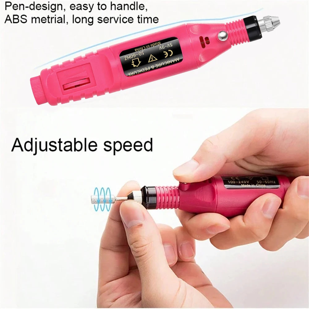 Máquina de perforación de uñas eléctrica profesional portátil – Juego de perforación de manicura y pedicura para uso en el hogar y en el salón