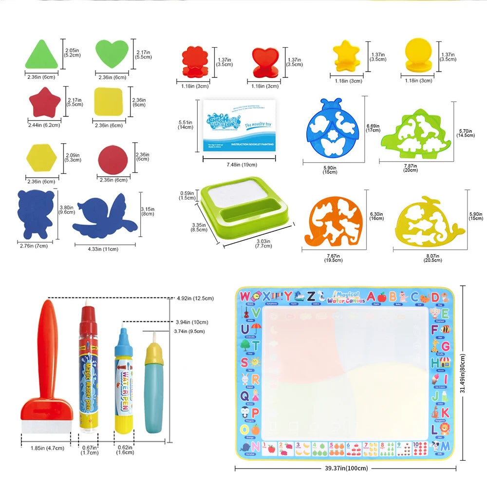 100x80CM Magic Water Drawing Mat – Reutilizable Doodle Board Montessori Juguete educativo para niños