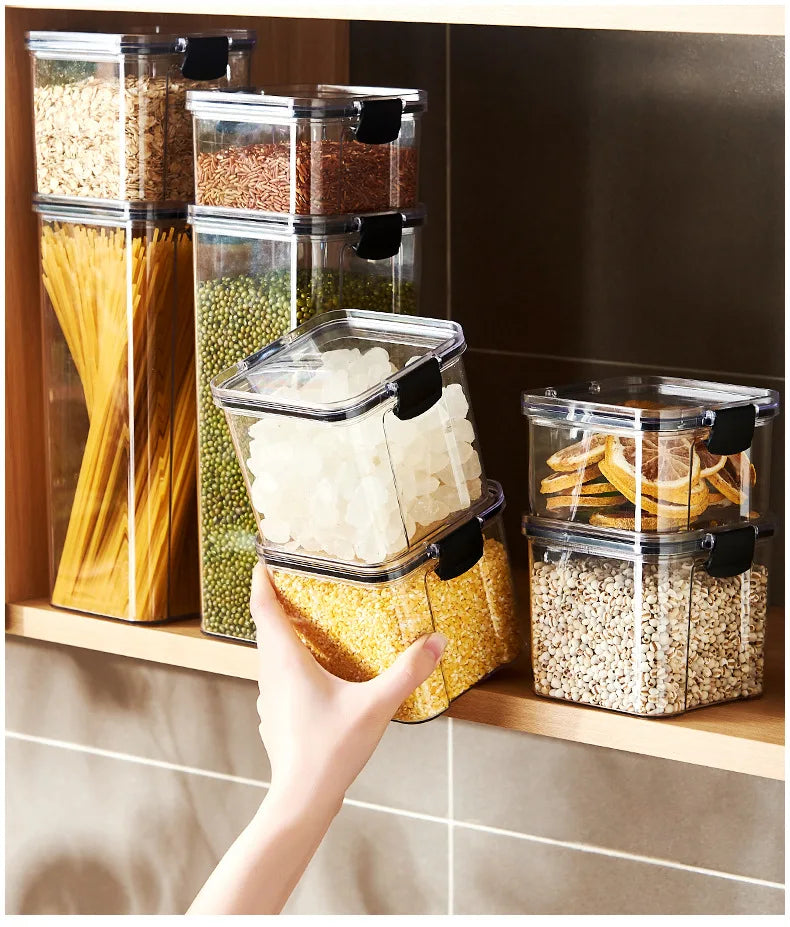 1PC hermética jar de almacenamiento sellado – grano de plástico, pasta y condimento contenedor  Moisture-Proof Cocina Organizador Caja