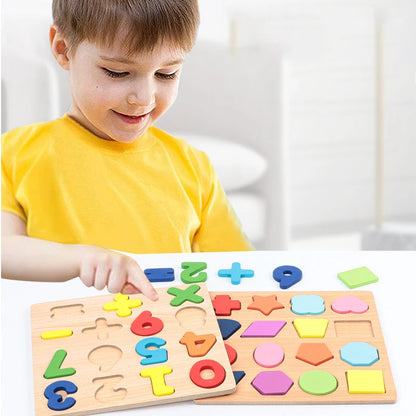 Alfabeto y número de niños Puzzle de madera – Montessori Juguete educativo preescolar