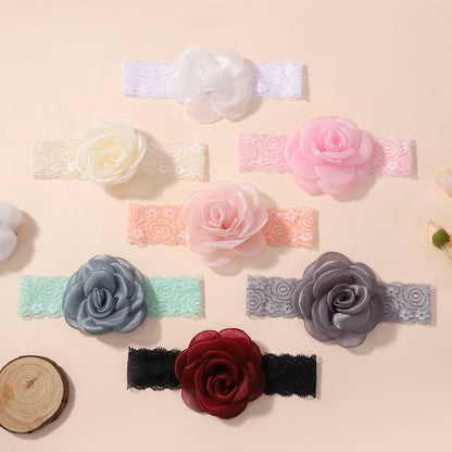 1Pc Baby Nylon Headscarf – Cinturón de flores hecho a mano para niñas recién nacidas, elástico infantil Turbant cabello