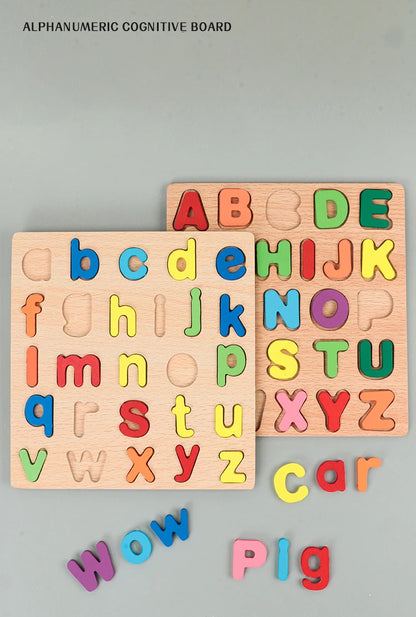 Alfabeto y número de niños Puzzle de madera – Montessori Juguete educativo preescolar