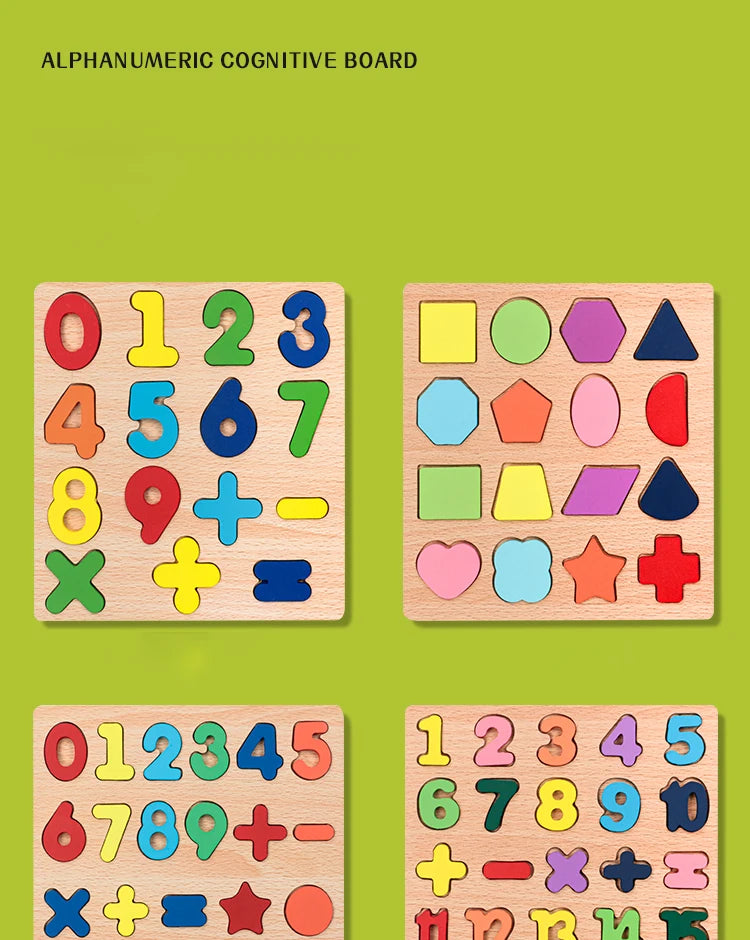 Alfabeto y número de niños Puzzle de madera – Montessori Juguete educativo preescolar