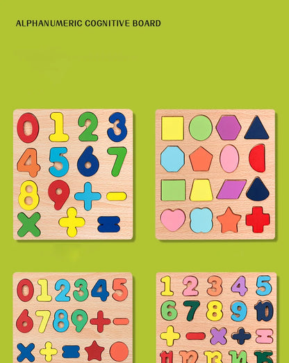 Alfabeto y número de niños Puzzle de madera – Montessori Juguete educativo preescolar