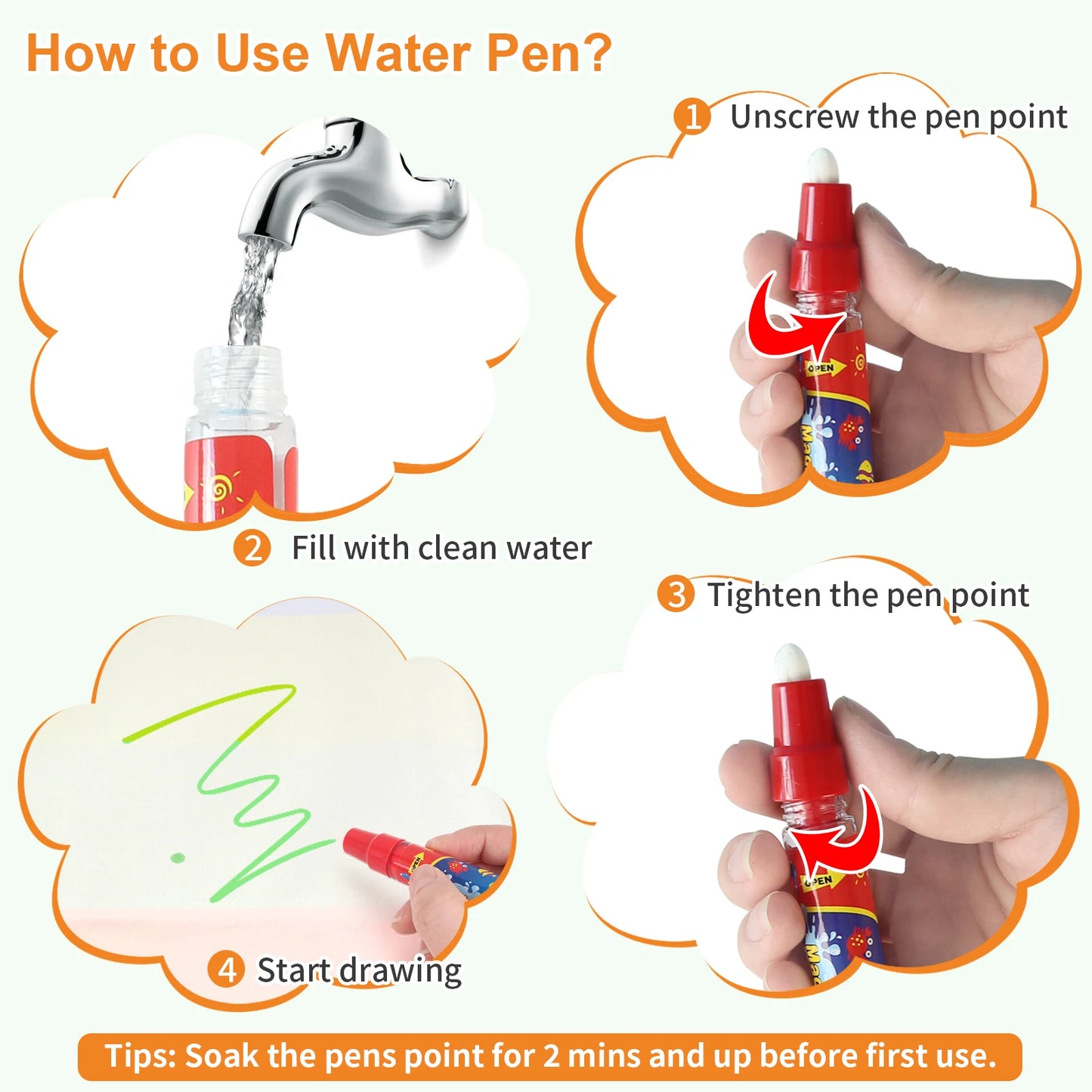 100x80CM Magic Water Drawing Mat – Reutilizable Doodle Board Montessori Juguete educativo para niños