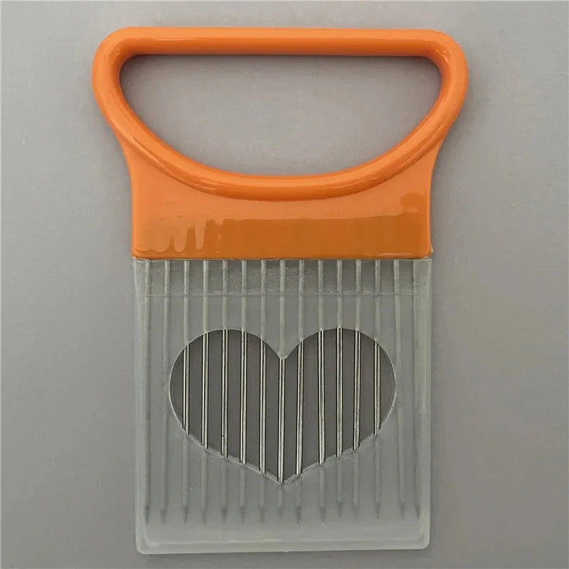 304 Cortadora de cebolla de acero inoxidable – Horquilla de corte vegetal y guía de corte de alimentos para cebollas, tomates, patatas y carne