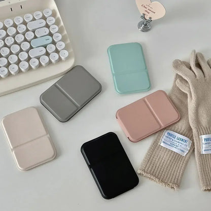 Espejo plegable de maquillaje de cuero PU – Elegante espejo de mano compacto para viajes y uso diario