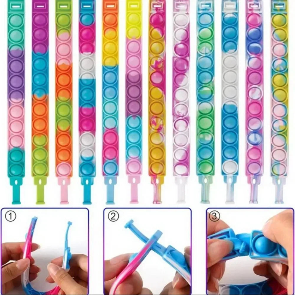 12/24/36PCS Silicona pulsera de burbuja colorida – Favoritos de la fiesta de los niños, regalos de cumpleaños, recuerdos de boda, Carnaval y pulseras de vacaciones