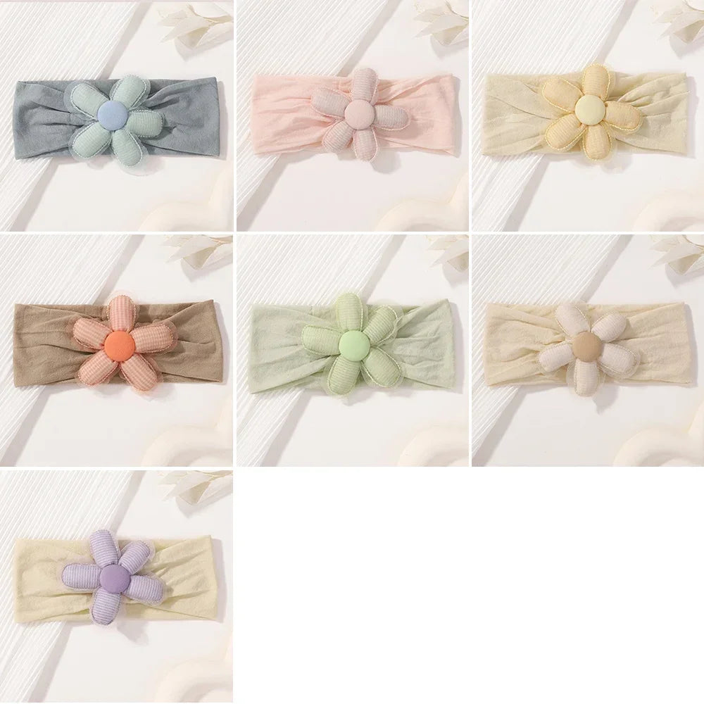 1Pc Baby Nylon Headscarf – Cinturón de flores hecho a mano para niñas recién nacidas, elástico infantil Turbant cabello