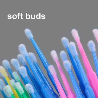 100PCS Cepillos de limpieza de pestañas – Micro algodón Swabs para extensiones de lash y eliminación de maquillaje