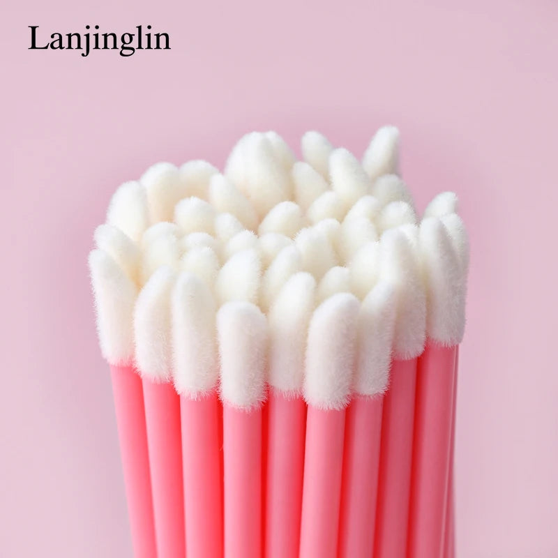 Lanjinglin 5/50 Pcs Cepillo de labios desechables Cepillos de maquillaje – Lápiz labial varitas y herramienta de extensión de pestañas, accesorios de belleza profesional