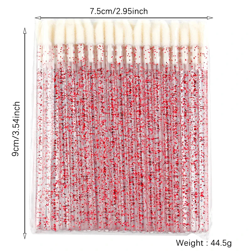 Lanjinglin 5/50 Pcs Cepillo de labios desechables Cepillos de maquillaje – Lápiz labial varitas y herramienta de extensión de pestañas, accesorios de belleza profesional