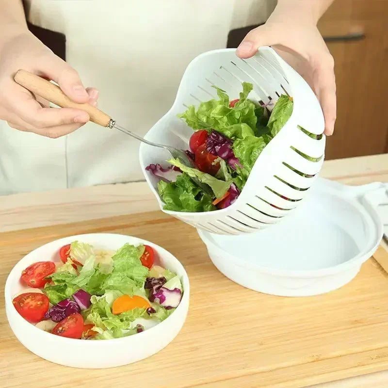 Ensalada de verduras Chopper Bowl – Multifuncional de frutas y cortador de verduras, cortador, y deformación para la cocina