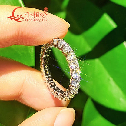 0.1ct 3 mm D VVS Anillo de Banda de Eternidad Moissanite Full – 925 engagement de plata de ley y joyería de fiesta para mujeres