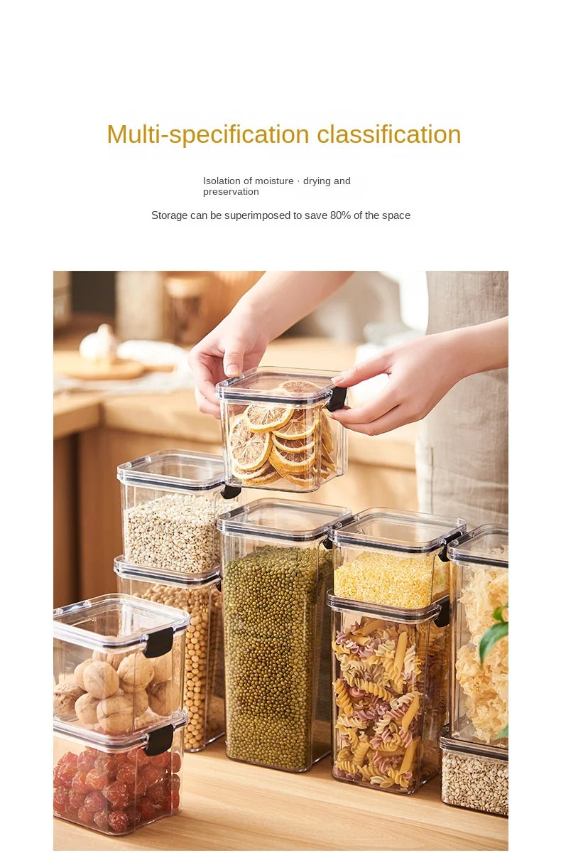1PC hermética jar de almacenamiento sellado – grano de plástico, pasta y condimento contenedor  Moisture-Proof Cocina Organizador Caja