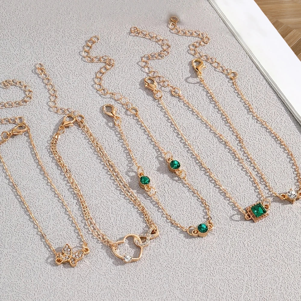 5pcs Conjunto de pulsera de diamantes de imitación – Infinity & Geometric Designs, Joyería de moda para mujeres, regalo perfecto y desgaste casual