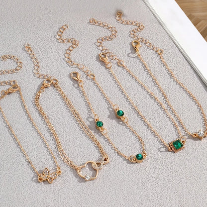 5pcs Conjunto de pulsera de diamantes de imitación – Infinity & Geometric Designs, Joyería de moda para mujeres, regalo perfecto y desgaste casual