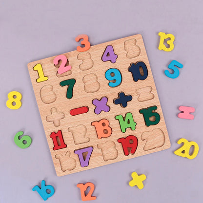 Alfabeto y número de niños Puzzle de madera – Montessori Juguete educativo preescolar