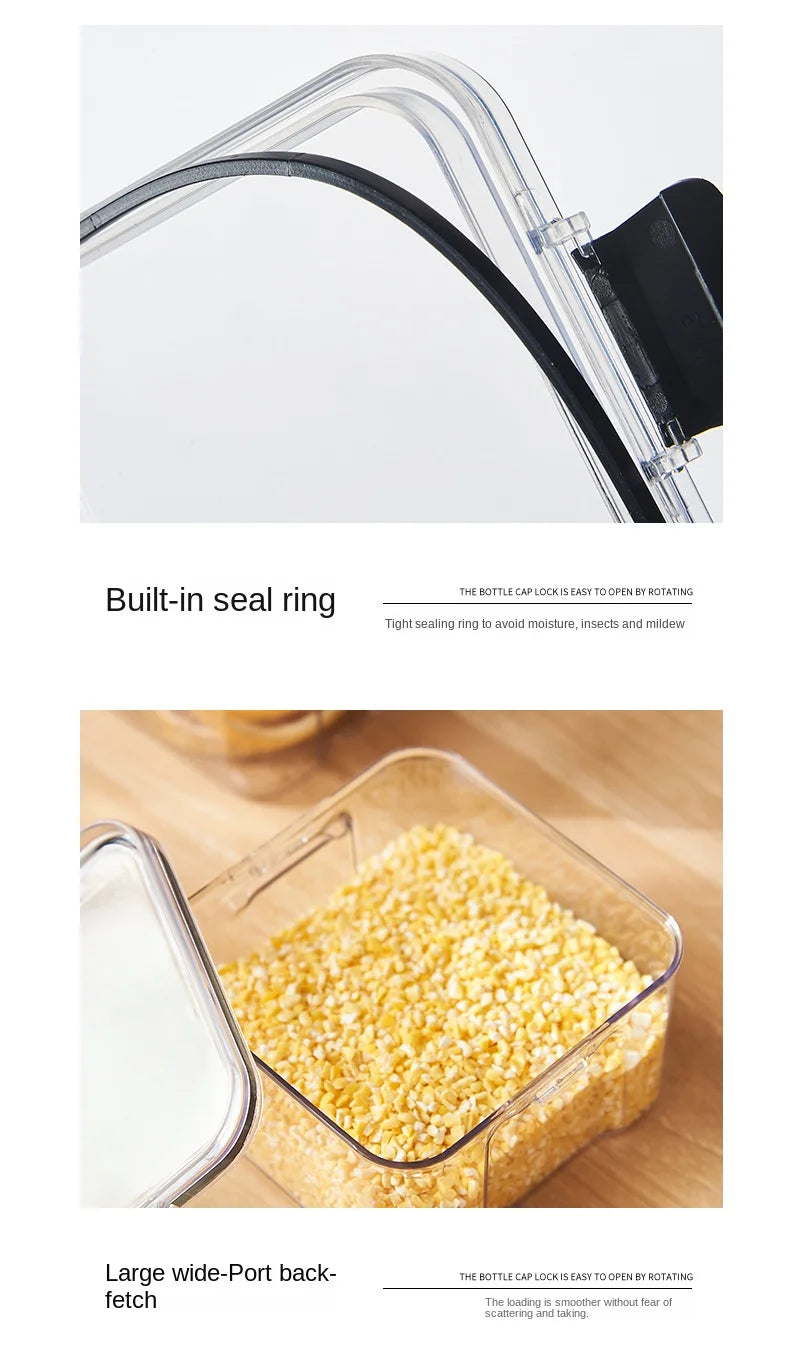 1PC hermética jar de almacenamiento sellado – grano de plástico, pasta y condimento contenedor  Moisture-Proof Cocina Organizador Caja