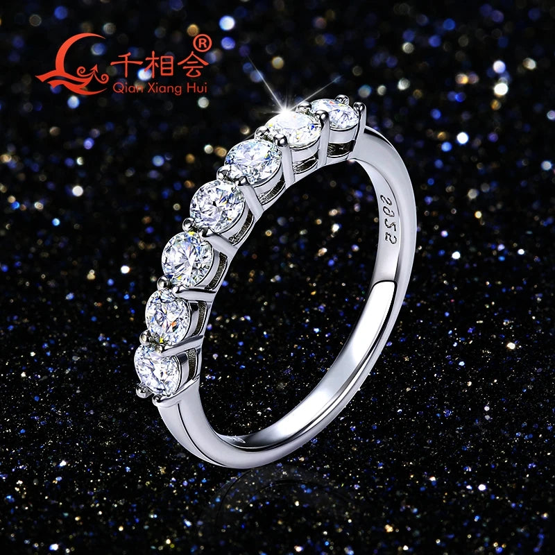 0.1ct 3 mm D VVS Anillo de Banda de Eternidad Moissanite Full – 925 engagement de plata de ley y joyería de fiesta para mujeres