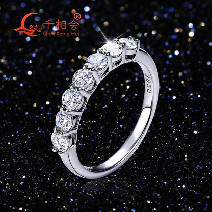 0.1ct 3 mm D VVS Anillo de Banda de Eternidad Moissanite Full – 925 engagement de plata de ley y joyería de fiesta para mujeres