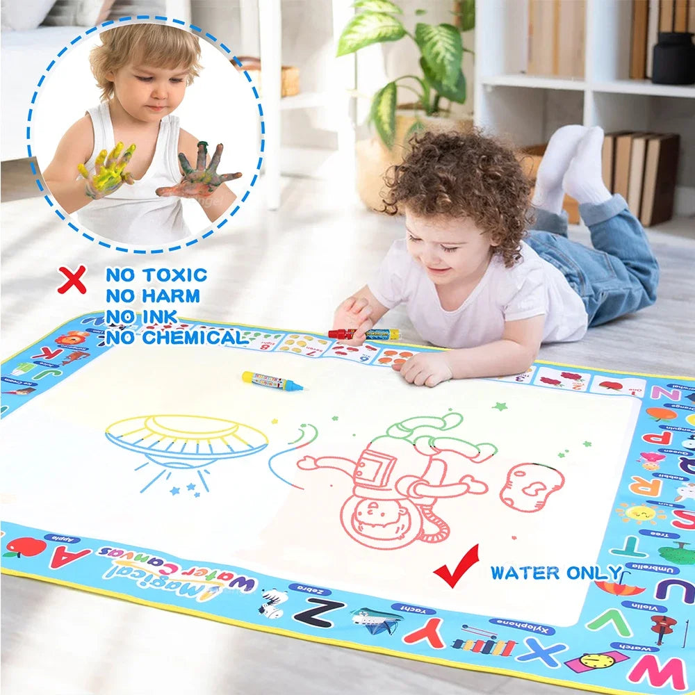 100x80CM Montessori Magic Drawing Board – Reutilizable agua Doodle Mat para niños Educación Art & Pen Control Formación