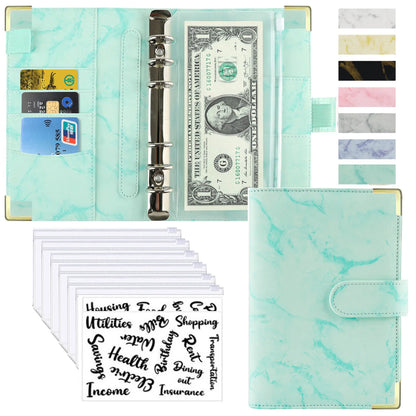 A6 PU Cuero Planificador de Presupuesto – Marble Notebook & Money Saving Organizator for Office, School & Personal Finance