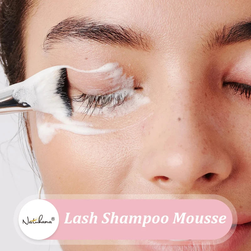 Natuhana 60ml extensión de pestaña Mousse Shampoo – espuma de limpieza para pestañas falsas, suave y no irritante herramienta de maquillaje