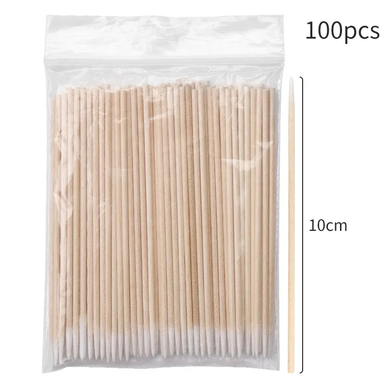100PCS Cepillos de limpieza de pestañas – Micro algodón Swabs para extensiones de lash y eliminación de maquillaje