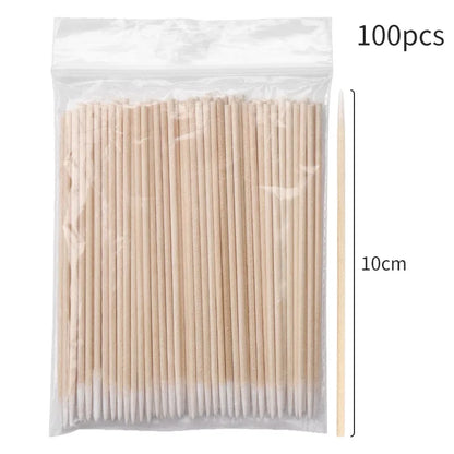 100PCS Cepillos de limpieza de pestañas – Micro algodón Swabs para extensiones de lash y eliminación de maquillaje