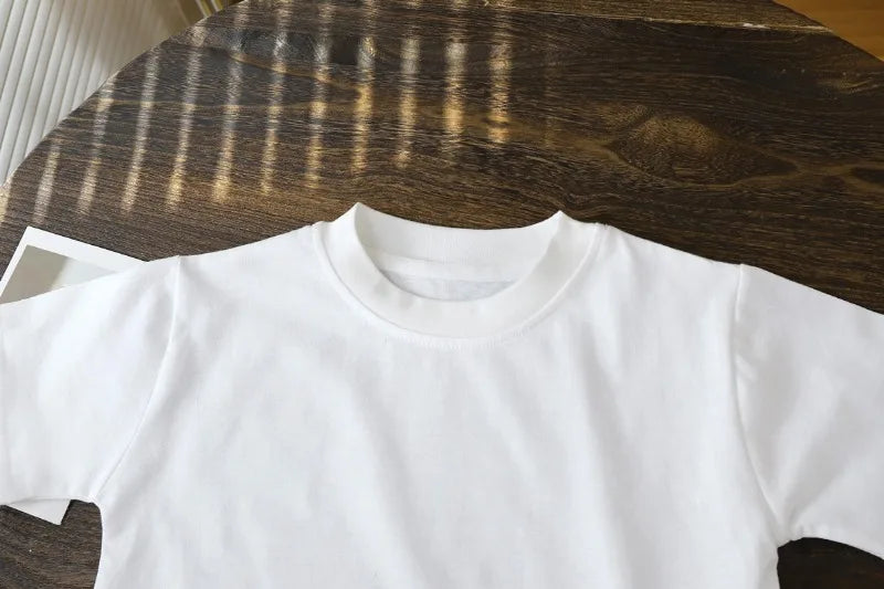 Camiseta de manga corta de algodón puro para niños de 2-10Y – Tops de verano para niños y niñas