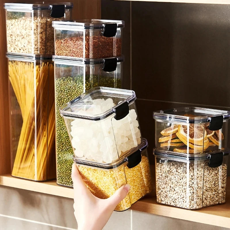 1PC hermética jar de almacenamiento sellado – grano de plástico, pasta y condimento contenedor  Moisture-Proof Cocina Organizador Caja