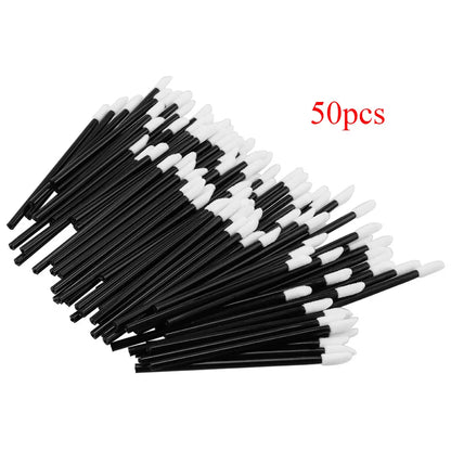 Lanjinglin 5/50 Pcs Cepillo de labios desechables Cepillos de maquillaje – Lápiz labial varitas y herramienta de extensión de pestañas, accesorios de belleza profesional