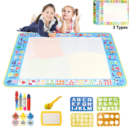 100x80CM Montessori Magic Drawing Board – Reutilizable agua Doodle Mat para niños Educación Art & Pen Control Formación